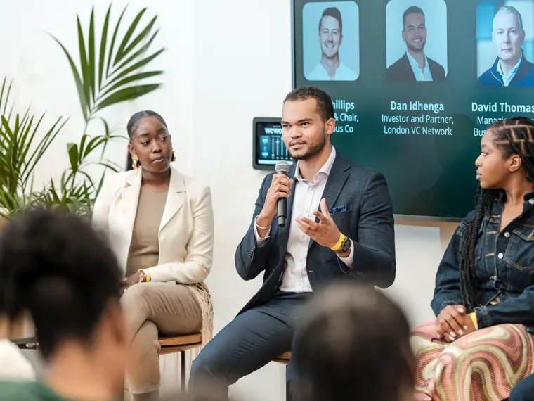 A panellist shares a point during the discussion.