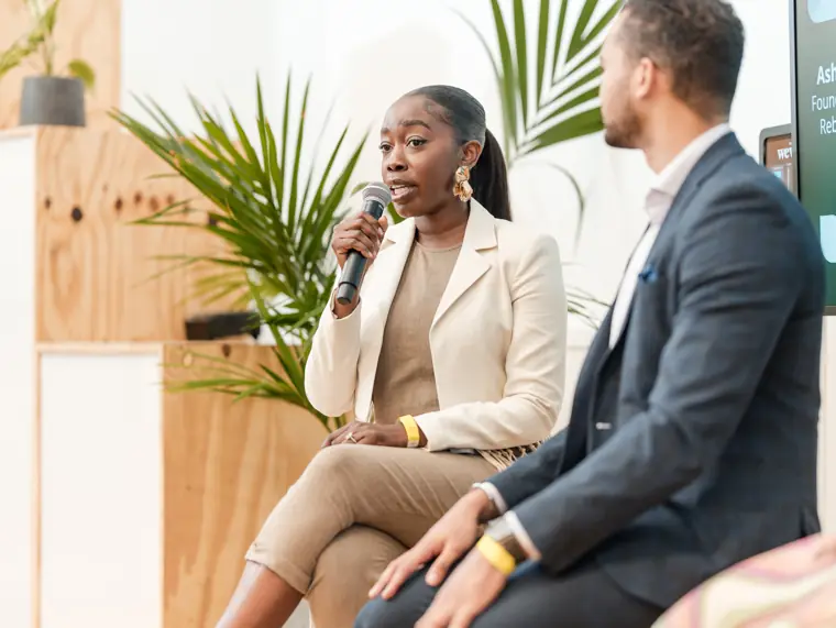 A speaker contributes to the founder discussion.