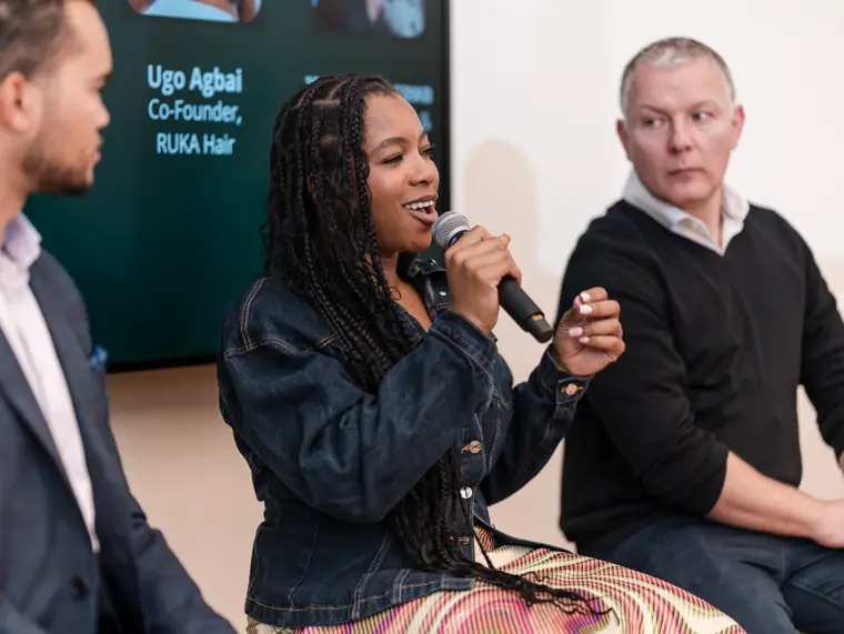 A speaker responds during the panel session.
