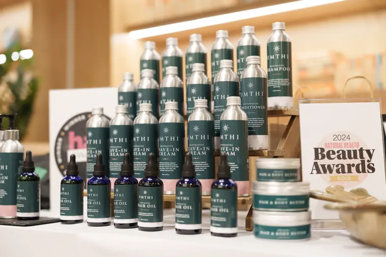 Products from a founder business on display.