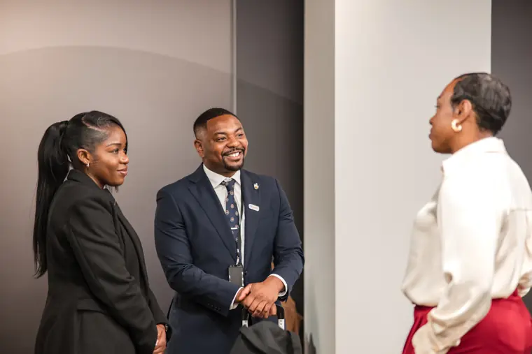 Guests greet each other before the founder showcase.