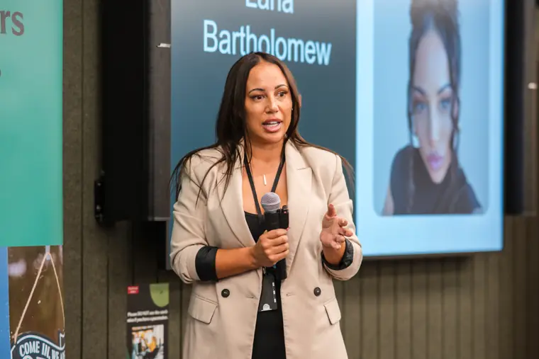 A founder speaks into the microphone.