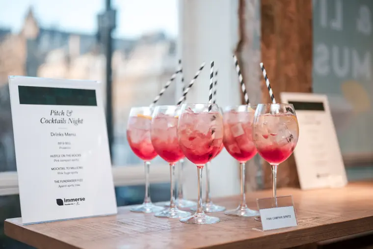 Cocktails ready for guests at the venue.