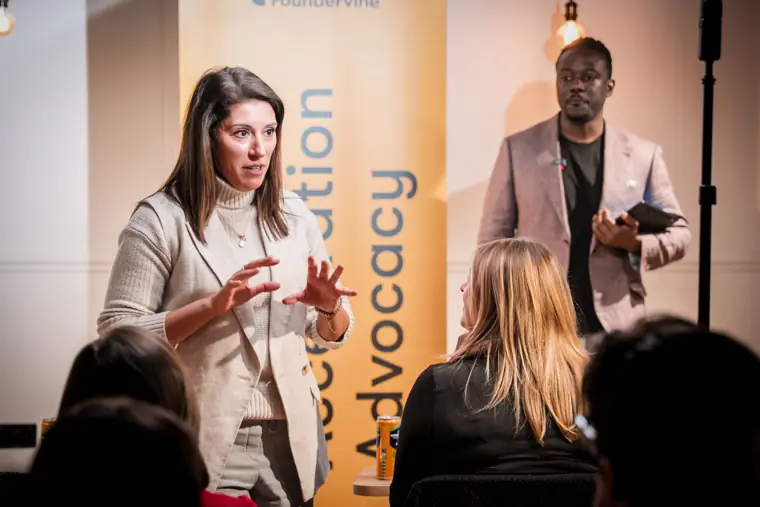 A founder shares her plans with the judges.