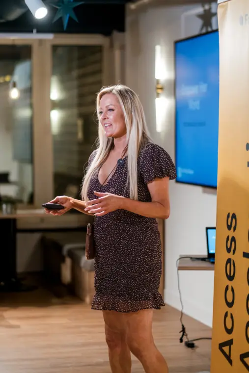 A founder prepares to speak at the event.