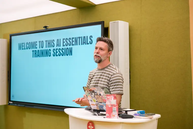 The AI Essentials workshop speaker with participants.