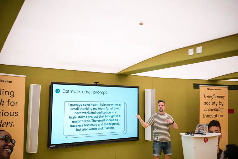 The AI Essentials workshop speaker with participants.