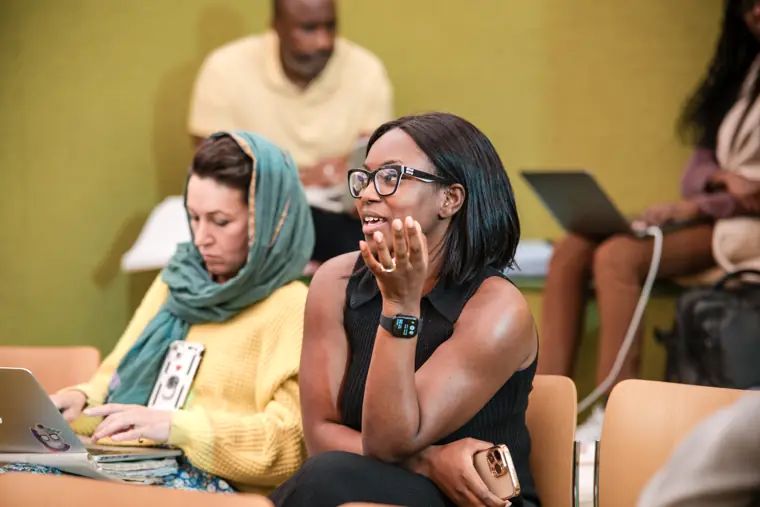 A participant responds during the programme event.