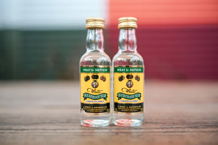 Wray and Nephew drinks on display.