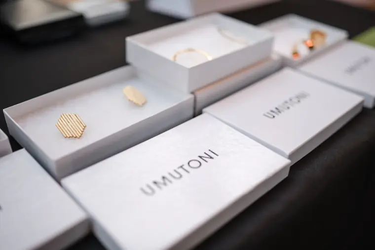Jewellery from an exhibitor on display.
