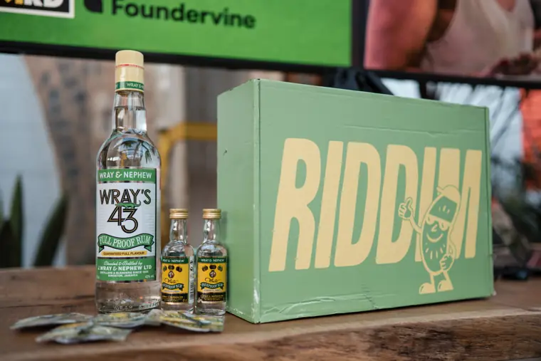 Riddim partner products at the bar.