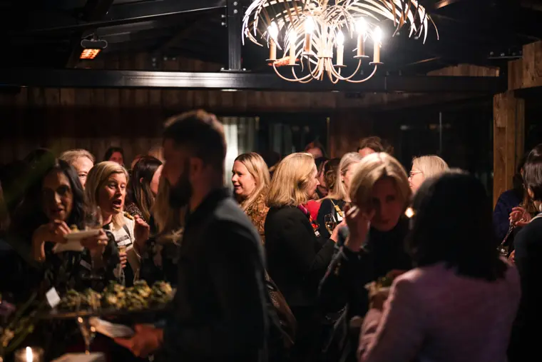 The reception seen through the venue windows.
