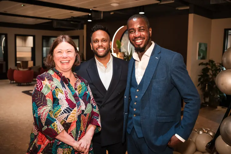 Group portrait at Izzy Obeng’s MBE celebration.