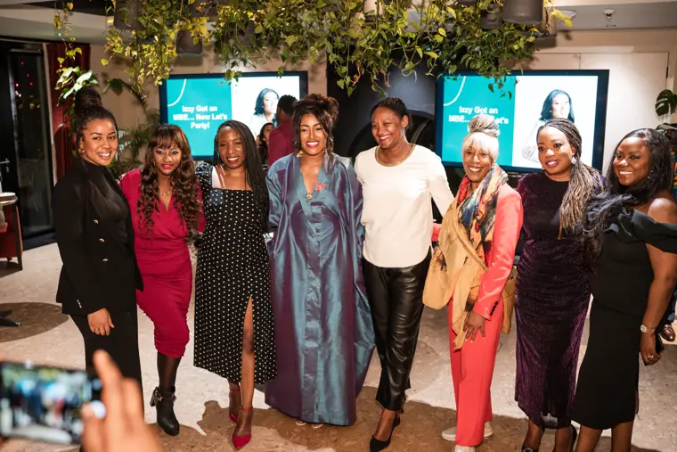 Group portrait at Izzy Obeng’s MBE celebration.