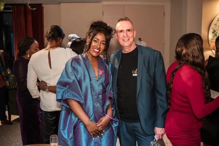Izzy Obeng with guests at the celebration.