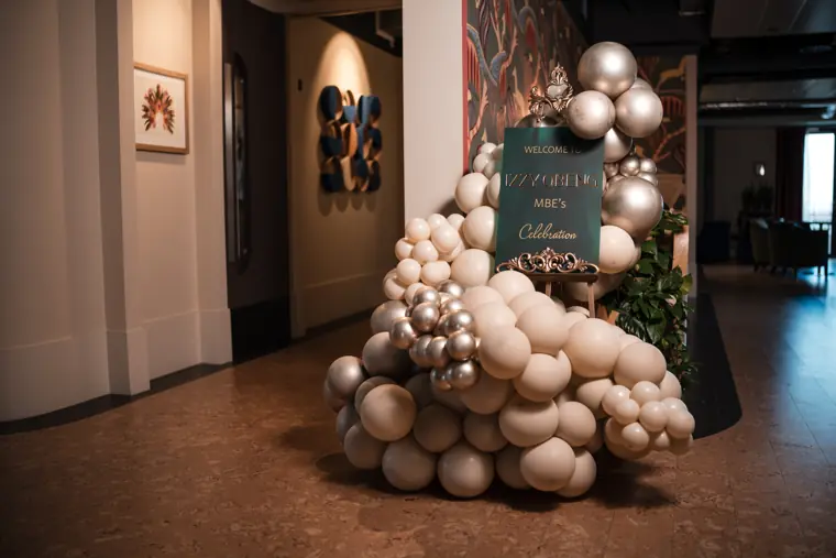 Balloon display at the celebration venue.