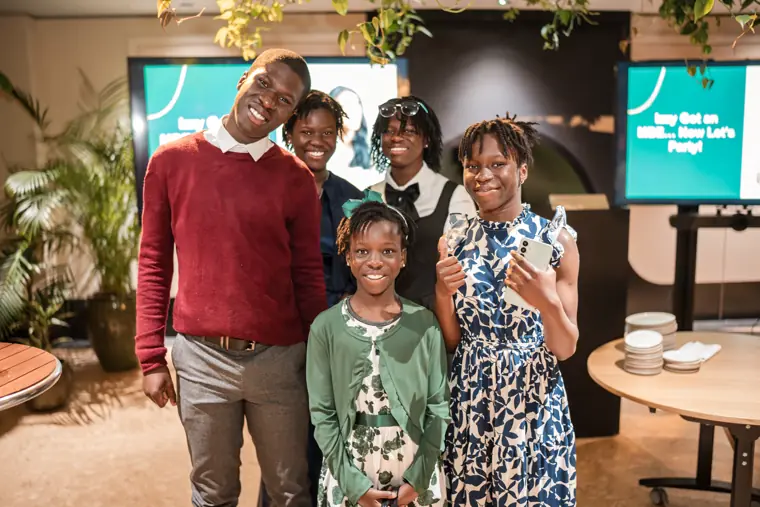 Group portrait at Izzy Obeng’s MBE celebration.