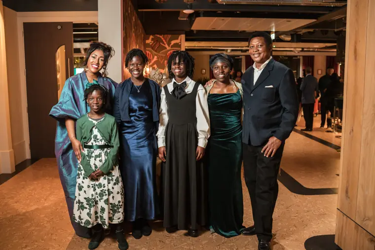 Group portrait at Izzy Obeng’s MBE celebration.