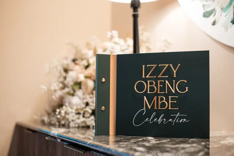Izzy Obeng MBE celebration display.