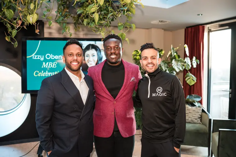 Group portrait at Izzy Obeng’s MBE celebration.