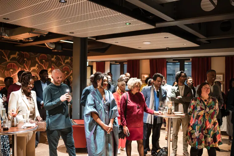 Group portrait at Izzy Obeng’s MBE celebration.