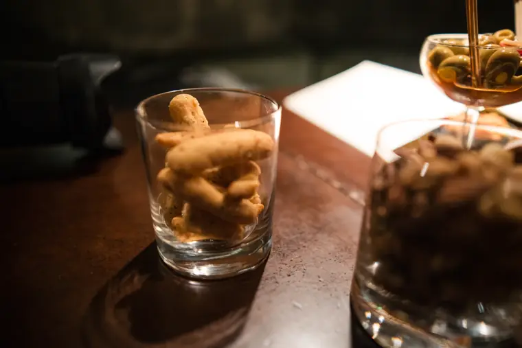 Close-up of a drink on the event table.