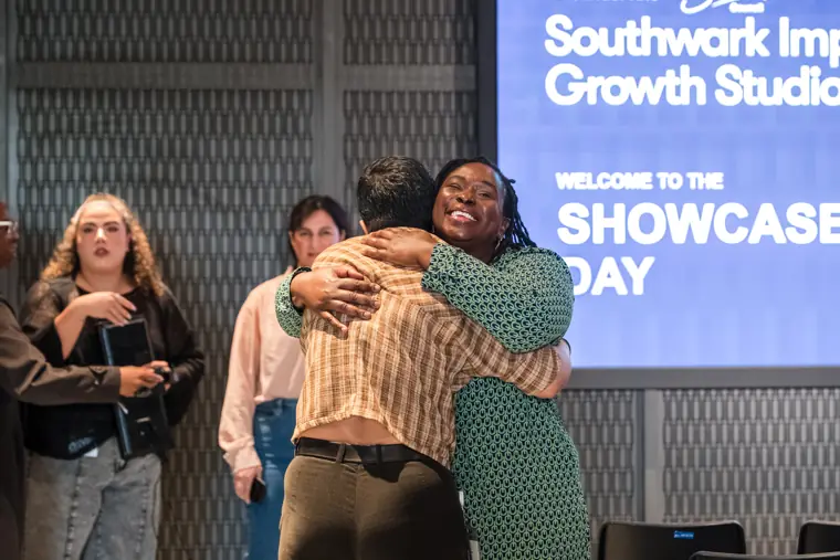 Founders and guests connecting at the showcase.