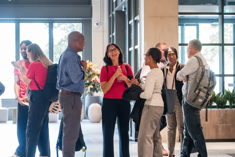 Founders and guests connecting at the showcase.