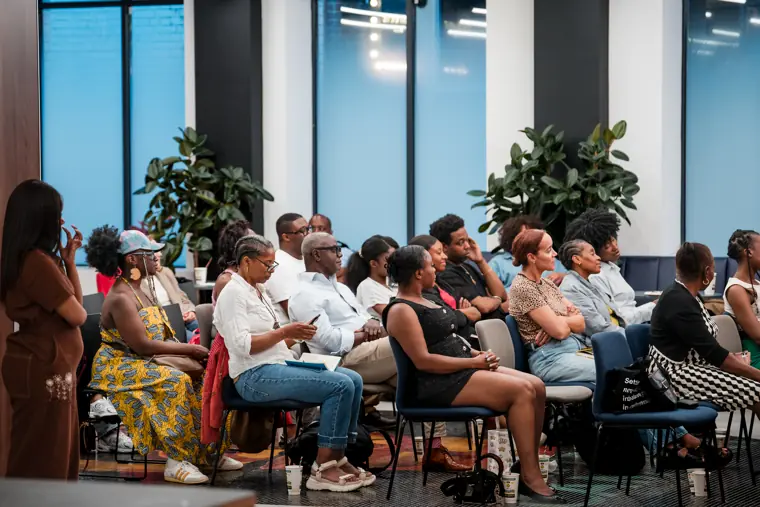Founders listen during a presentation.