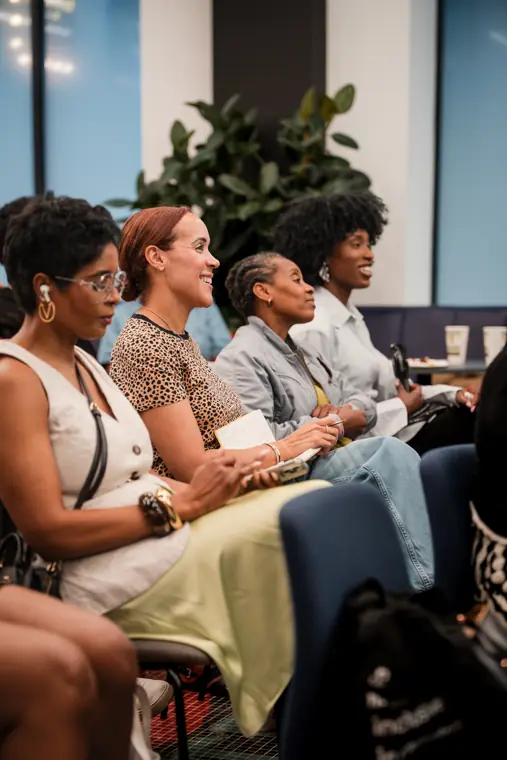 Guests take part in the business workshop.