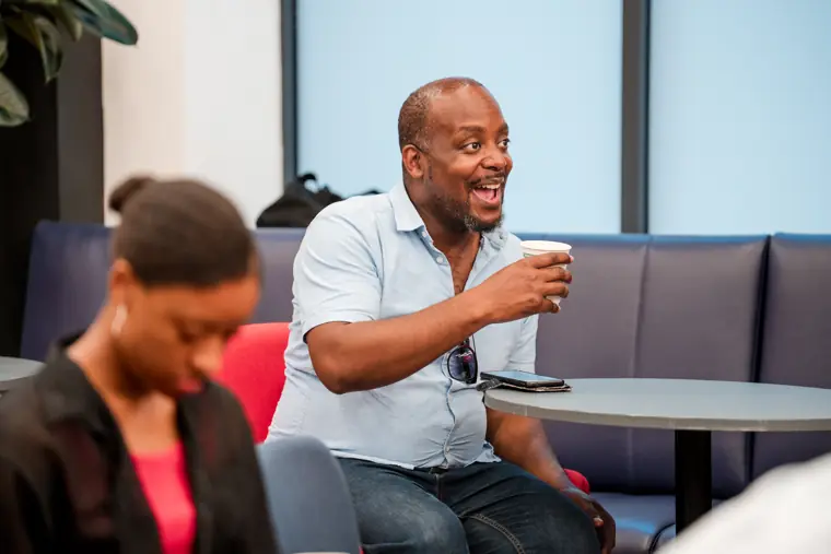 A conversation at the business building workshop.