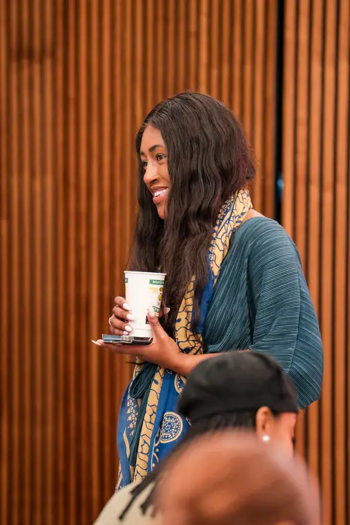 A conversation at the business building workshop.