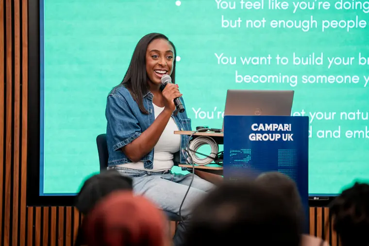A presenter addresses the founder audience.