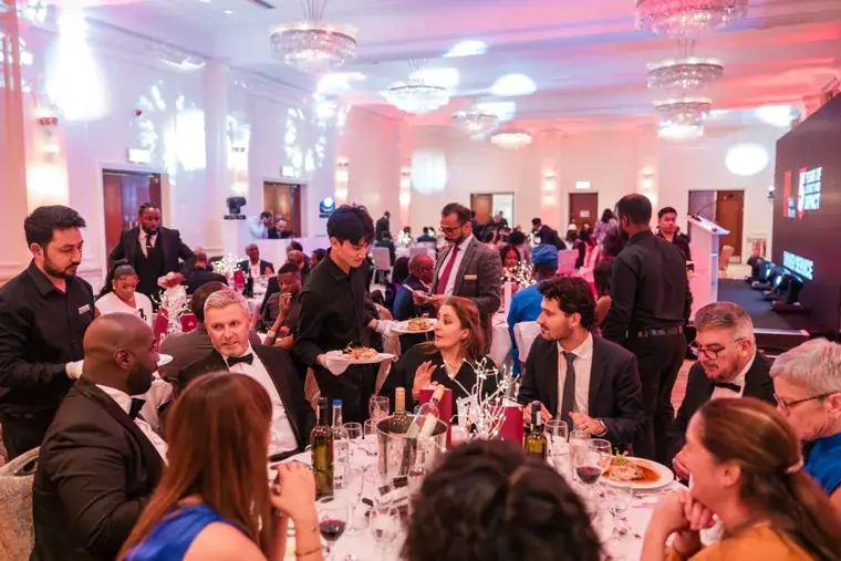 Ballroom full of guests seated at the awards dinner at the Black Pharma fifth anniversary gala.