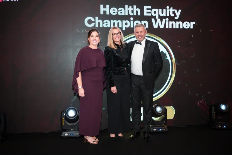 Health Equity Champion award recipients posing together at the Black Pharma fifth anniversary gala.