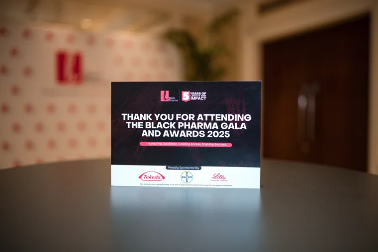 Thank-you sign for guests at the end of the gala at the Black Pharma fifth anniversary gala.
