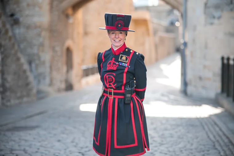 A Yeoman Warder standing in the Tower courtyard at the Chambers High Net Worth Awards 2025.