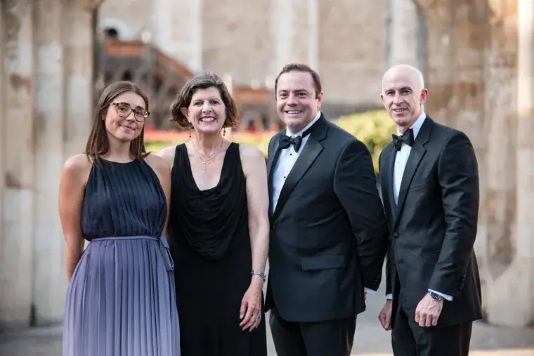 Four guests posing together outside the Tower at the Chambers High Net Worth Awards 2025.