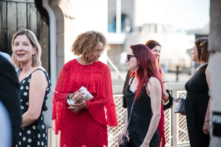 Guests chatting outside before the evening reception at the Chambers High Net Worth Awards 2025.