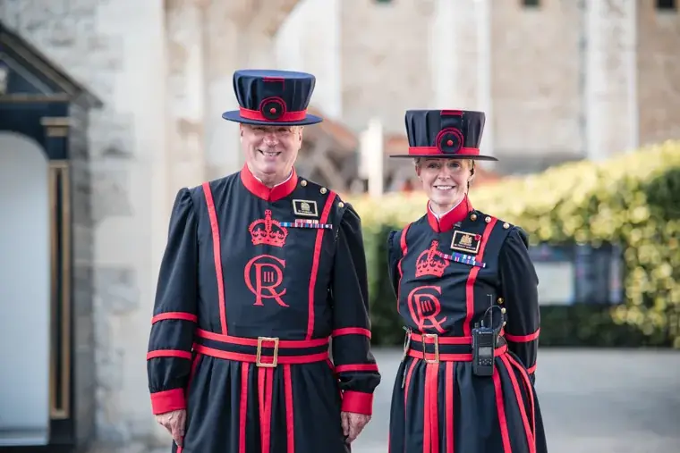 Two Yeoman Warders in ceremonial uniforms at the Chambers High Net Worth Awards 2025.