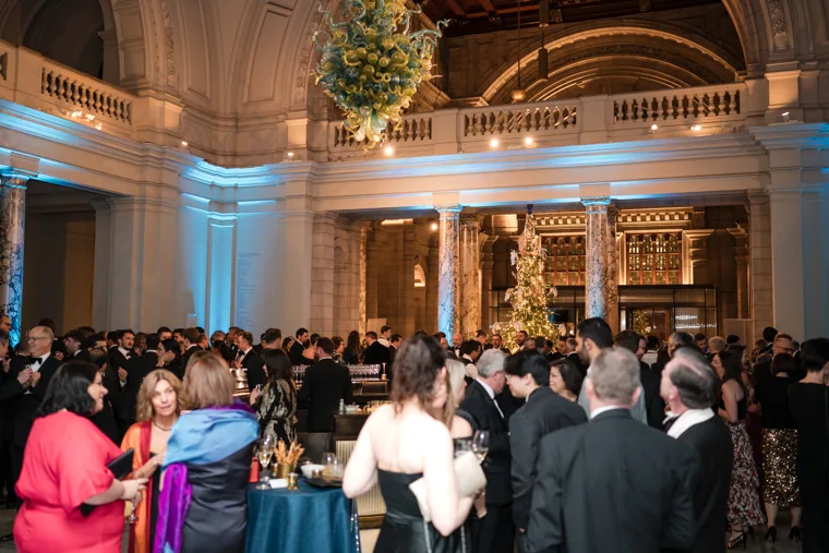 A wide view of the busy drinks reception at the Chambers UK Awards winter edition.