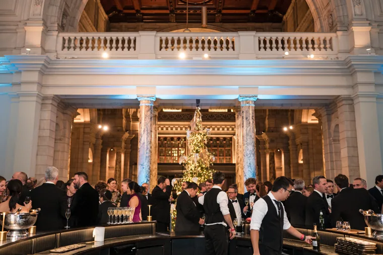 A wide view of the illuminated reception room at the Chambers UK Awards winter edition.