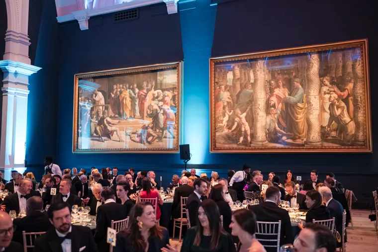 Guests dining beneath the museum paintings at the Chambers UK Awards winter edition.
