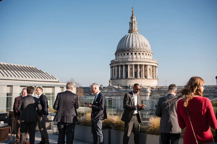Daylight over the event terrace and St Paul’s Cathedral at the Goodwin networking event.