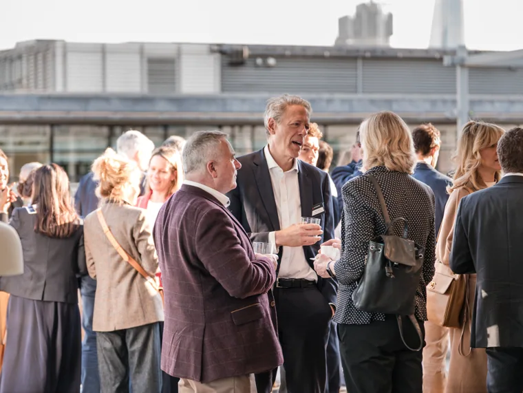The late afternoon reception on the terrace at the Goodwin networking event.