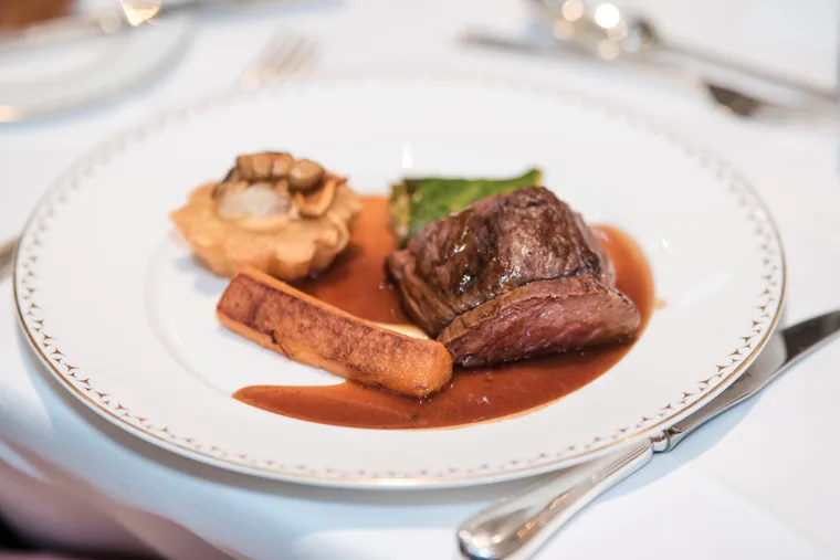 A plated main course served at dinner at the S-OIL European customer dinner.